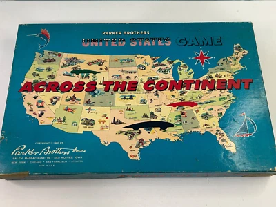 Vtg Across the Continent Board Game 1960 Incomplete (Missing Dice and Rules) - Image 1 of 4
