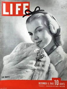 PRINT ARTICLE + Life Magazine Cover 1943 Ear Muffs Model Selene Mahri 10.5x14 - Picture 1 of 5