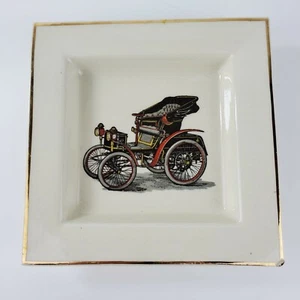 7"x7" Vintage Car Tray Trinket Dish Ash Tray Black Red White Gold Ceramic Gold  - Picture 1 of 8