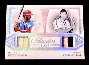 2023 Flawless Dual Patch Ozzie Smith / Stan Musial Bat Jersey Materials #’d 1/10