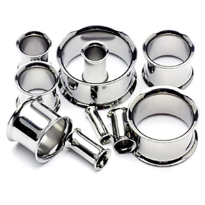 2pc Surgical Steel Flesh Tunnel Double Flared Ear Plug Gauge Expander Stretcher - Picture 1 of 17