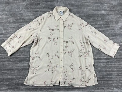 Top Bon Worth para mujer extra grande beige floral manga 3/4 bordado transparente Foto 1 de 4