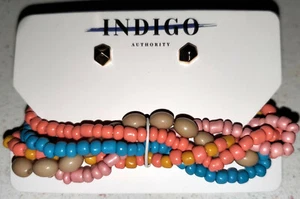 Indigo Authority ARMBAND OHRRING Set Monarch Pastell Karibik Kreuzfahrt Stil - Bild 1 von 3