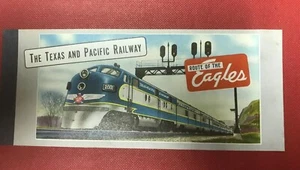 Libro biglietti vintage c1950 Texas And Pacific Railway ROUTE OF THE EAGLES inutilizzato - Foto 1 di 6