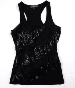ALMOST FAMOUS Women’s Small (S) Black Rose Lace Sleeveless Racerback Tank Top - Picture 1 of 11