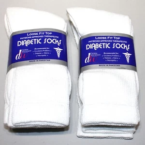 Weitzner Mens White Diabetic Crew Socks Loose Fit Top 6 Pair 9-11 - Picture 1 of 3