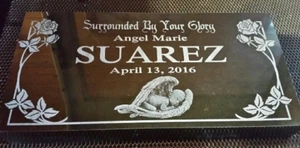 Custom Memorial Headstone- 16"x10"x2" Black Granite to Your Specs - Photo 1 sur 2