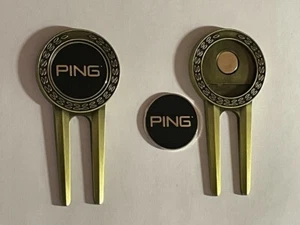 (1) Rare Karsten PING Divot Tool & 1" Flat Coin Style Golf Marker - A Beauty! - Picture 1 of 1