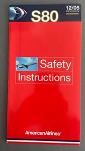 American Airlines S80 / MD80 Safety Card 12/05 Tri-fold instructions - Foto 1 di 4