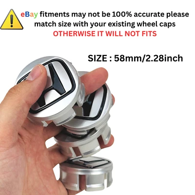 4x silver black logo High feet Wheel Center Cap Hub Cover 58mm FIT FOR CAR HONDA - Image 1 of 4