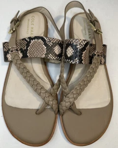 Cole Haan Anica Sandals Size 6.5 B Women’s Snake Print Leather Thong Sandals - Picture 1 of 4