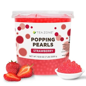 Tea Zone Strawberry Popping Pearls/Popping Boba(B2053, 7lbs) for Boba Tea - Picture 1 of 8