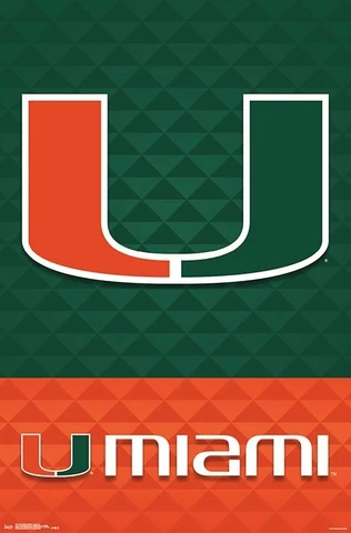 University of MIAMI HURRICANES Official NCAA Team Logo 22x34 Wall POSTER Cover