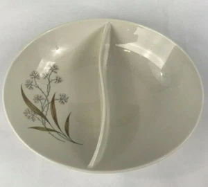 Carefree True China by Syracuse, Oval Divided Vegetable Bowl, Windswept Pattern - Picture 1 of 7