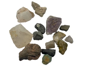 Natural Mineral Rock Collection Amethyst Quartz Calcite Variety1 lb - Picture 1 of 5
