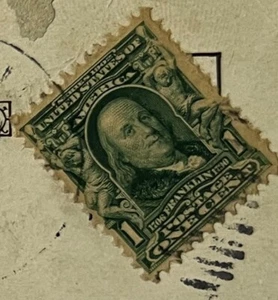 Estampilla de un centavo verde de Ben Franklin 1907 - Imagen 1 de 3