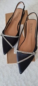 Journee Collection Women's Formal Slingback Flats Sandals Black Size 9 NIB - Picture 1 of 4
