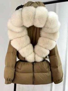 Women’s Winter Puffer Jacket - Fox Fur Hood, Duck Down, Waterproof - Picture 1 of 6