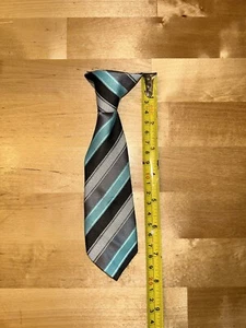 Boys Clip On Tie Teal and Gray - Picture 1 of 2
