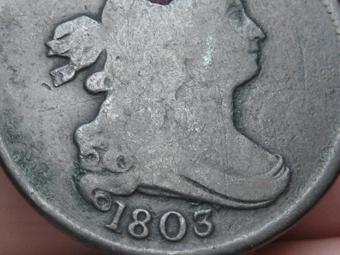 1803 Draped Bust Half Cent- VG/Fine Details Cover