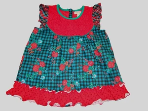 Matilda Jane Girls Size 6 Boughs of Holly Tunic Top Christmas Holiday Tartan - Picture 1 of 8