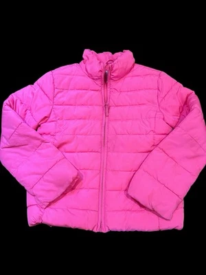 Jaqueta acolchoada The Childrens Place Girls rosa, tamanho M 7/8, zíper completo - Imagem 1 de 4