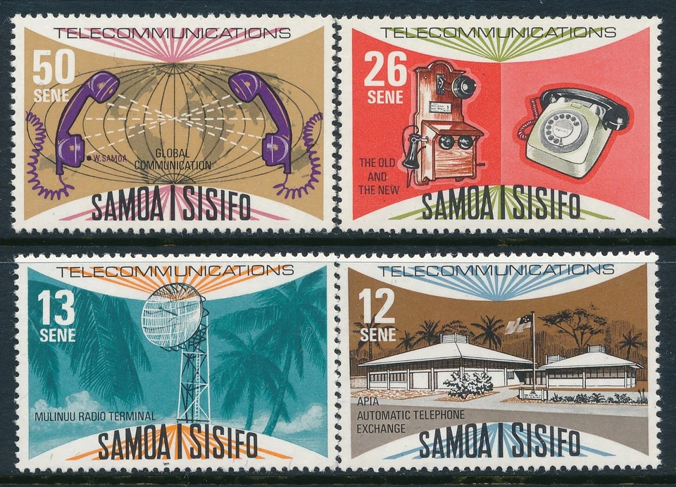 1977 SAMOA TELECOMUNICAÇÕES CONJUNTO DE 4 EM PERFEITO ESTADO, SEM MARCA DE CHARNEIRA - Imagem 1 de 1