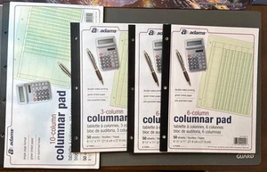 Lot Of 4 NEW Adams 100 pages 50 sheets 3, 6, And 10 Column Columnar Pads - Picture 1 of 4