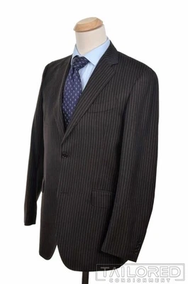 ETRO Dark Brown Striped 100% Wool Jacket Pants SUIT Mens - EU 50 / US 40 L - Image 1 of 4