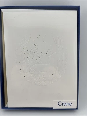 Crane & Co. Hand Engraved Christmas Greeting 10 Cards & Envelopes  Reindeer - Image 1 of 4