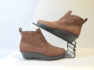 ECCO Women's Water Repellant Skyler Ankle Boots Brown Nubuck Leather UK 4.5 - Picture 1 of 14