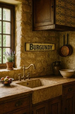 Borgoña Francia Novedad 22"x4" Madera Montaje Pared Decoración Teniente Amarillo/BeigePlano No 3D Foto 1 de 4