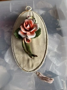 Vintage Capodimonte Aita Art Porcelain Rose Wall Hanging - Picture 1 of 5