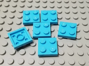 LEGO New Lot of 6 Medium Azure 2x2 Plate Pieces - Picture 1 of 1