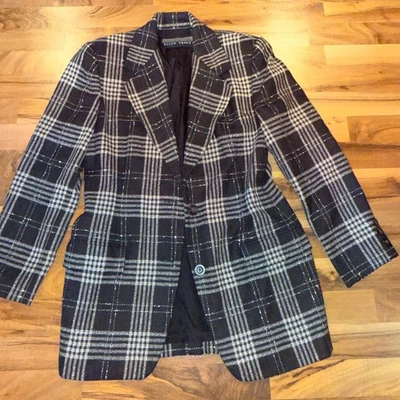 Ellen Tracy Plaid Blazer Wool Blend Career Business Jacket Size 10 fall classic - Image 1 of 4