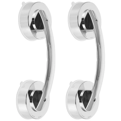 Maniglie per porte in plastica portatili con ventosa da bagno, 2 pezzi (Argento) - Immagine 1 di 4