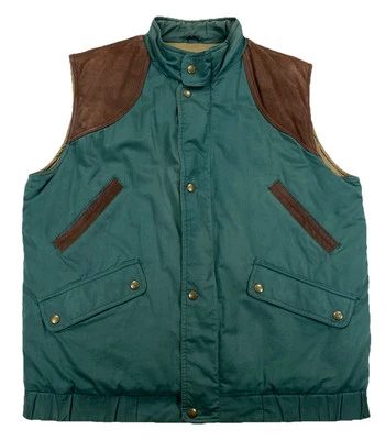 Chaleco grande de plumón de ganso Eddie Bauer para hombre con botones verde Foto 1 de 4