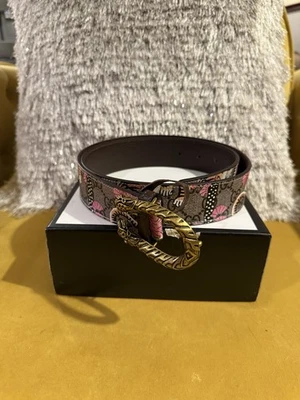 Nuevo Auténtico Cinturón Gucci Mujer Tigre de Bengala de Lona, Logo GG 85-34 Foto 1 de 3