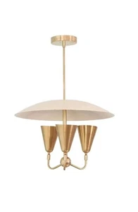 Lampadario Sputnik in ottone metà secolo a cupola luce italiana - Foto 1 di 4