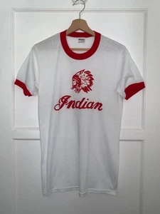1980s Vintage Indian Motorcycles Ringer Style T-Shirt size small S 80s Harley - Picture 1 of 11
