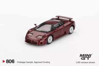 MINIGT 806 Bugatti EB110 GT modello auto rosso scuro metallizzato scala 1:64 - Immagine 1 di 3