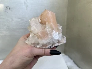 Peach Stilbite on Green and Diamond Apophyllite, Mixed Zeolite Minerals Specimen - Picture 1 of 10