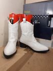 Womens White Ankle Length Cowboy Boots Size 5