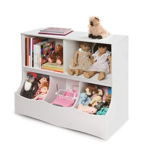 New- Multi-Bin Storage Cubby for Kids’ Rooms – White Organizer with - Picture 1 of 5