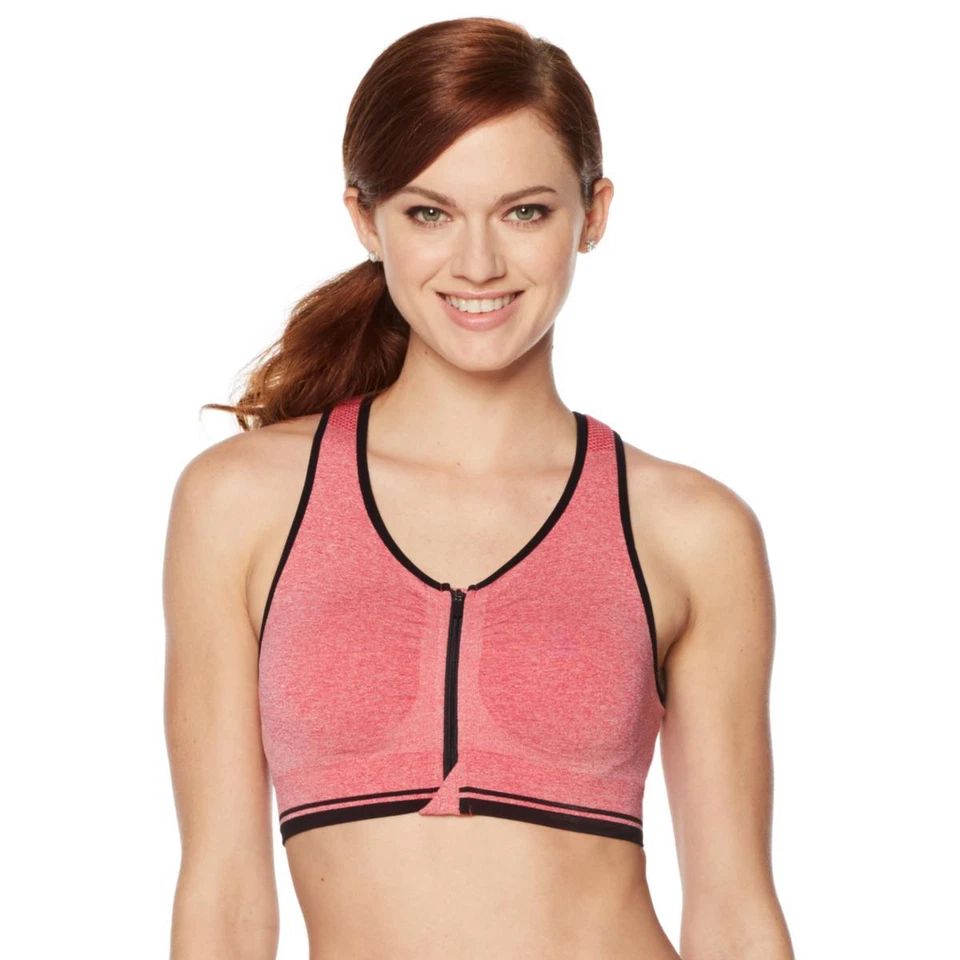 Sujetador deportivo sin costuras Copper Fit™ con cremallera frontal 538957-J Foto 1 de 1