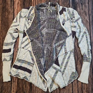BKE Open Front Cardigan Sweater Long Sleeve Geometric Lightweight Women's XS - Picture 1 of 8
