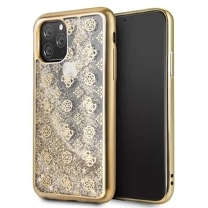 GUESS IPHONE 11 Pro Gold Hardshell Case Protective With 4G Peony Liquid Glitte - Imagen 1 de 4