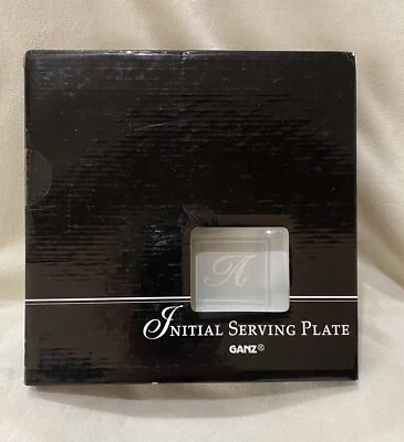 Bandeja para platos para servir Ganz, cuadrada inicial “A”, bordes curvos, transparente ENTREGA DE REGALO Foto 1 de 3