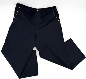 Lauren Ralph Lauren Pants Womens 22 Plus Blue Gold Button Sailor Ponte High Rise - Picture 1 of 13
