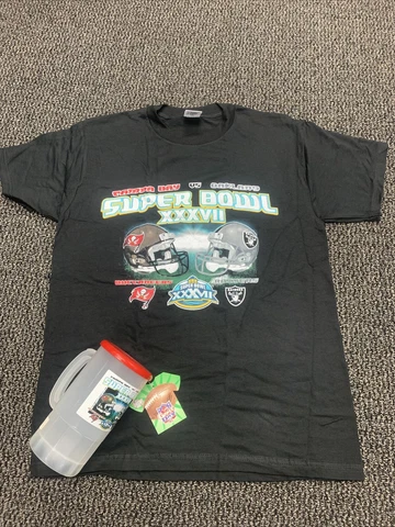 SUPER BOWL XXXVII 37 NFL Tampa Bay Buccaneers Oakland Raiders Med. T Shirt & Mug Cover